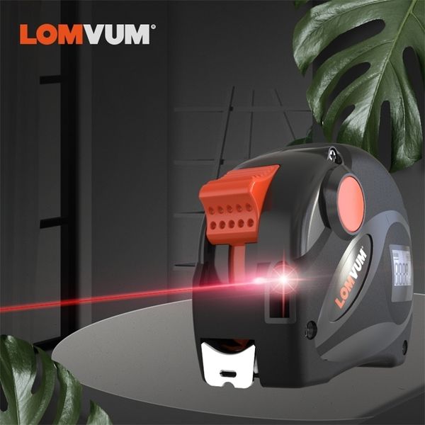 Cinta métrica láser recargable LOMVUM 2 en 1 Cinta de carga USB con pantalla LCD 16FT / 5M Cinta digital métrica / pulgadas / pies T200602