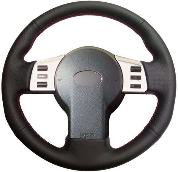 Loncky negro cuero genuino Auto personalizado volante cubre para Infiniti FX35 FX45 2008-2003/para Nissan 350Z 2003-2009