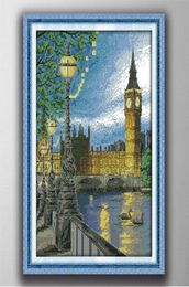 London Bell Tower Handmade Cross Stitch Craft Tools Borduurwerksterkingen Sets geteld afdrukken op canvas DMC 14CT 11CT3187820