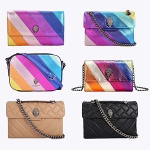 Diseñador de Londres Kurt Geiger Bolsas de corazón Bolsas de lujo Tienda de bolsos Bolso de arco iris Cuero Mujer Correa de hombro Bumbag Viaje Crossbody Cadena Solapa Tote Monedero Embrague