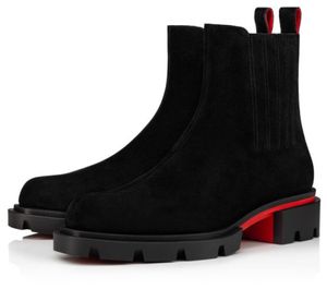 Designer londonien semelle Reds hommes bottines semelle en caoutchouc Cheney Walk marque de luxe plate-forme de botte courte bottines de moto en cuir suédé noir