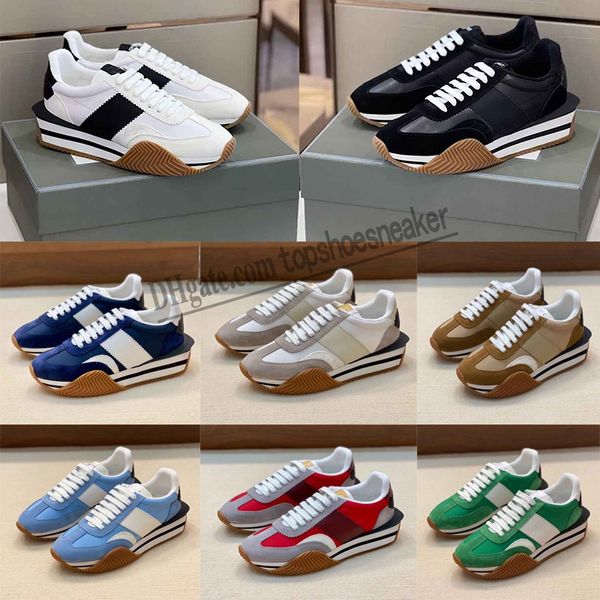 Londres Luxe James Hommes TOM Sneaker FORD Chaussures Bande Latérale En Daim En Cuir Nylon Skateboard Marche Légère Semelle En Caoutchouc Chunky À Lacets Formateur EU38-45