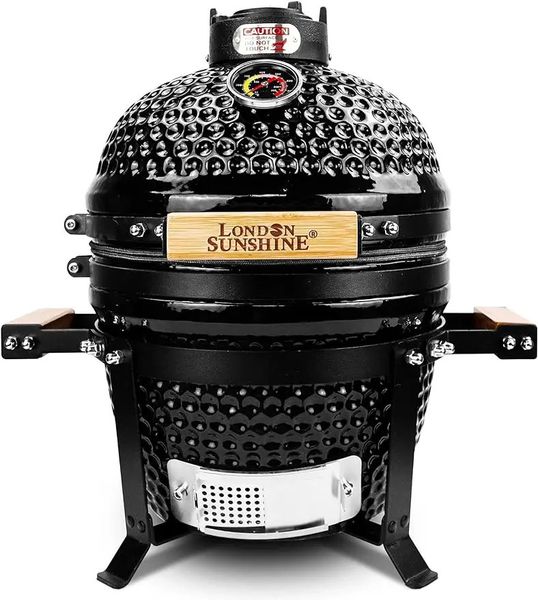 London Sunshine Barbecue en céramique au charbon de bois Kamado Grill 13 pouces portable table noir 240223