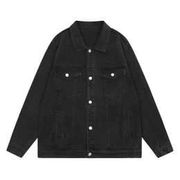 Lone Big V Reflective Denim-shirt, klassiek printen, modieuze mannen en damesontwerper, casual hiphop straatkledingjack, US 68