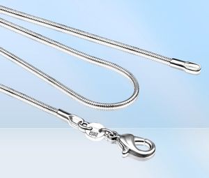 Lang 16-28 inch (40-80 cm) 100% authentieke vaste stof 925 Sterling Silver Chokers kettingen 1 mm kettingen ketting voor vrouwen groothandel x018482426