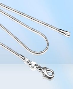 Lang 16-28 inch (40-80 cm) 100% authentiek massief 925 sterling zilver Chokers kettingen 1 mm kettingen ketting voor vrouwen groothandel X017070183