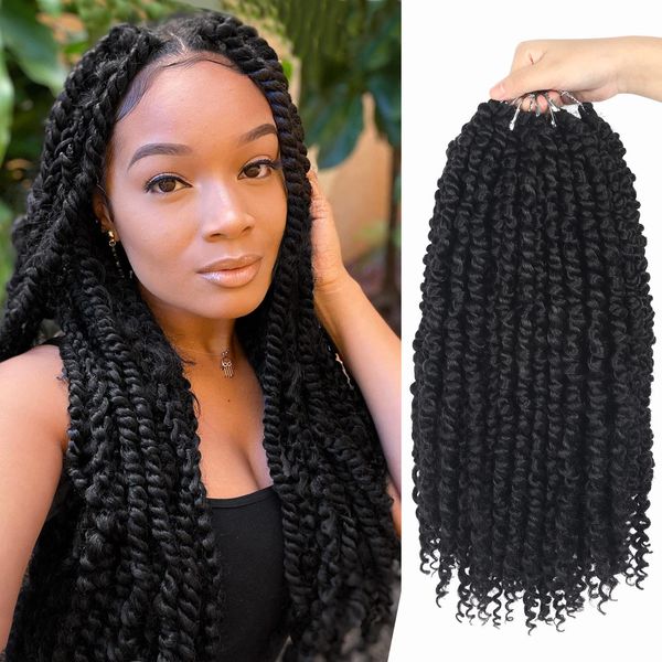 Extensiones de cabello trenzado pretrenzado sintético Passion Twist de 18 pulgadas de largo y rizado Passion Twist