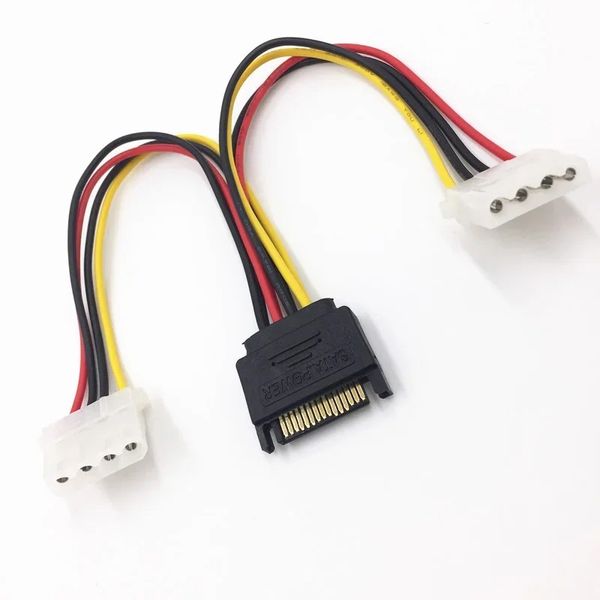 Cable de extensión de alimentación SATA de 20 cm de 20 cm con adaptadores hembra Femenino IDE Dual Molex para la conexión del disco duro HDD - Longitud extendida para conveniente