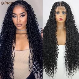 Long 32 Boho Traided Full Lace Front Wigs 613 Blonde Curly Goddess Loc.