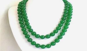 Long 32quot 8 mm Green Jade Round Round Perles Collier de pierres précieuses9626377