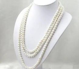 Lang 80 inches 7-8mm White Akoya Cultured Pearl Necklace