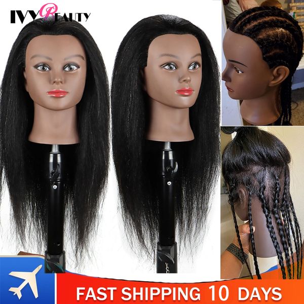 Long mannequin africain tête avec cheveux afro formation coiffeur coiffeur coiffeur coiffure professionnelle coiffeur