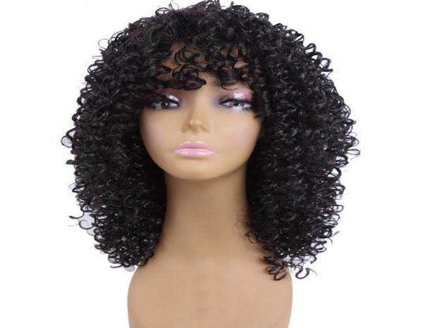 Pelucas sintéticas rizadas Afro largas para mujer, peluca de corte Pixie, Cosplay del pelo negro Natural, Peruki Damskie Kanekalon7057966