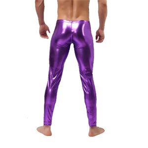 Lange B-onderhemd Herenondergoed Sexy herenonderbroek Slanke broek Dunne elastische lijn van herenmode Kunstleer Sex Homo-onderbroek Strakke leggings