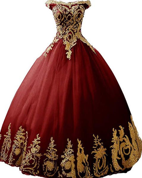 Robes De bal longues dentelle dorée appliques robes De Quinceanera robes formelles Tulle doux 15 16 robe De bal robes De 15 Anos