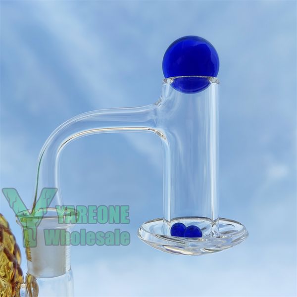 Barril largo Cubo profundo Licuadora Cuarzo Banger 64 mm Vidrio para fumar Juego de mármol Soldadura completa Borde biselado YAREONE 45 Clavos masculinos de 90 grados 14 mm 10 mm con juego de perlas de rubí