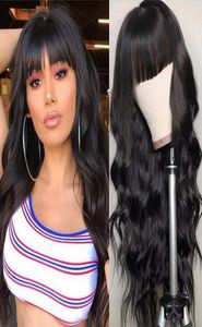 Long Black Loose Wavy synthétique sans perruques en dentelle Full Full Bangs Wig résistant à la chaleur Remplacement des cheveux Perruque naturelle pour femmes DAI2163086