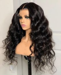 Long Noir Natural Wavy Wig Wigs Wigs sans glueless dentelle Front Synthétique Perruque pour femmes Fashion Daily Wigs 230608