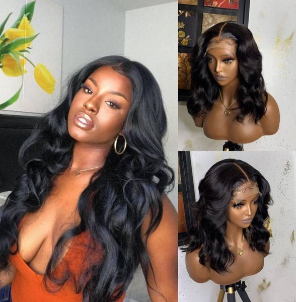 Perruque Lace Frontal Wig Body Wave brésilienne naturelle, cheveux longs, couleur naturelle, vierge, 13x6, pre-plucked, pour femmes, 9444248