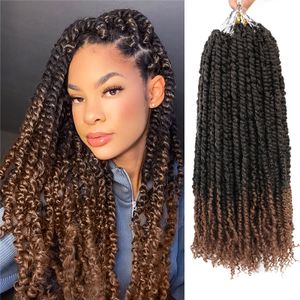 Extensiones de cabello largo bohemio Passion Twist Crochet Hair Pre Looped 18 pulgadas Onda de agua Venta al por mayor Ombre 2 Tone 1b / 27 Passion Twist Hair