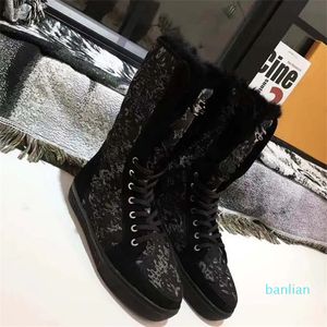 botas largas diseñadores botas de lana clásicas lienzo para calidez estampado fondos planos y hasta la rodilla