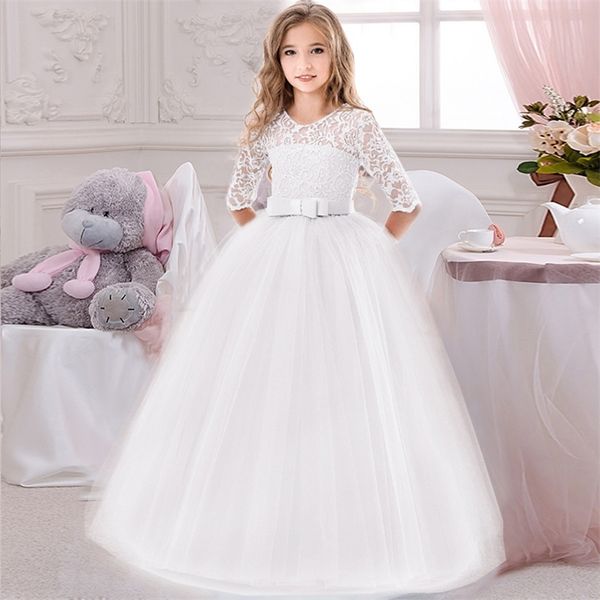 Longue robe d'été décontractée adolescentes filles costume dentelle enfants vêtements princesse fête fleur enfants vêtements de mariage 10 12 robes 220426