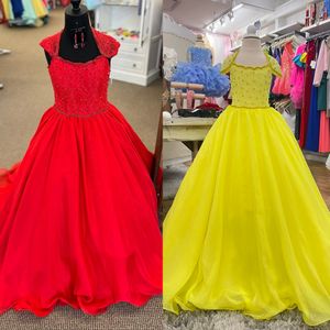 Robe longue de concours de fille en mousseline de soie 2024, manches cape, robe de bal en dentelle citron, robe de soirée formelle d'anniversaire pour petit enfant, pour nourrissons, adolescents, préadolescents, minuscules jeunes juniors Miss