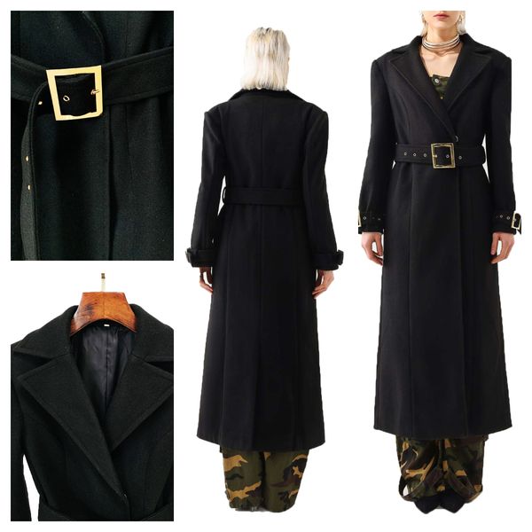 Suisse d'affaires féminine à manteau long pour femmes coton laine de laine de laine solide couleurs de couleur mince armacement conventionnel vestes formelles femmes trench coat femme vestido de mujer