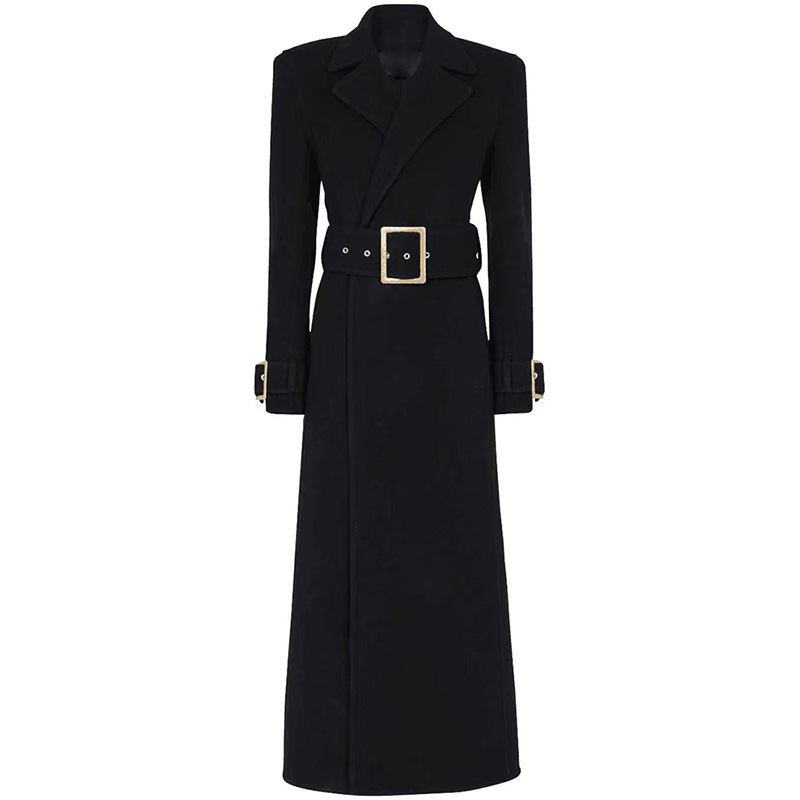 Long Coat Women Business Suits For Women Belt Cotton Wool Solid Color Sashes Slim Conventional Business Formella jackor Womens Trench Coat Women Vestido de Mujer