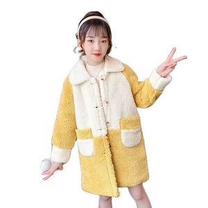Manteaux longs adolescentes vestes polaires hiver chaud manteau en peluche cardigan vêtements pour enfants 12 14 ans mélanges de laine hauts manteaux pour enfants H0909