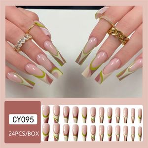 Lange doodskistnagels Kunst Modemix Kleur Druk op nagels Groothandel Draagbaar Afgewerkte vinger Kunstmanicure Tips Manicura Bruikbare Draagbare manicure