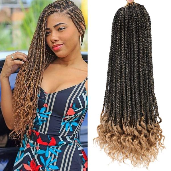 Long Crochet Boîte Tresses Avec Bouclés Extrémités Boîte Tresses Crochet Extensions De Cheveux 3X Boîte Tressé Crochet Cheveux Kanekalon Tressage Cheveux