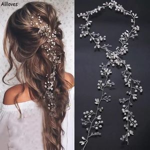 Striertestonen Parels Handgemaakte bruidshoofdstukken Chic Lange bruiloft Haaraccessoires Zilver Goud Women Hoofdband Fornnale gelegenheid Haarketens AL2375