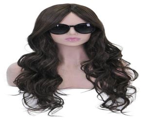 Pelucas de ondas rizadas largas para mujeres cabello completo cabello chocolate marrón oscuro cosplay fiest8047127