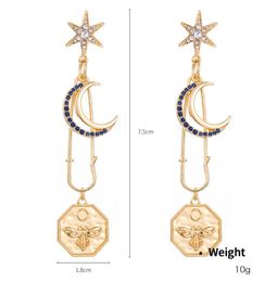 Boucles d'oreilles pendantes longues femmes filles mode bijoux en cristal perle gland conception goutte boucle d'oreille Vintage or argent plaqué lune étoiles pendentifs boucle d'oreille ne se décolore pas