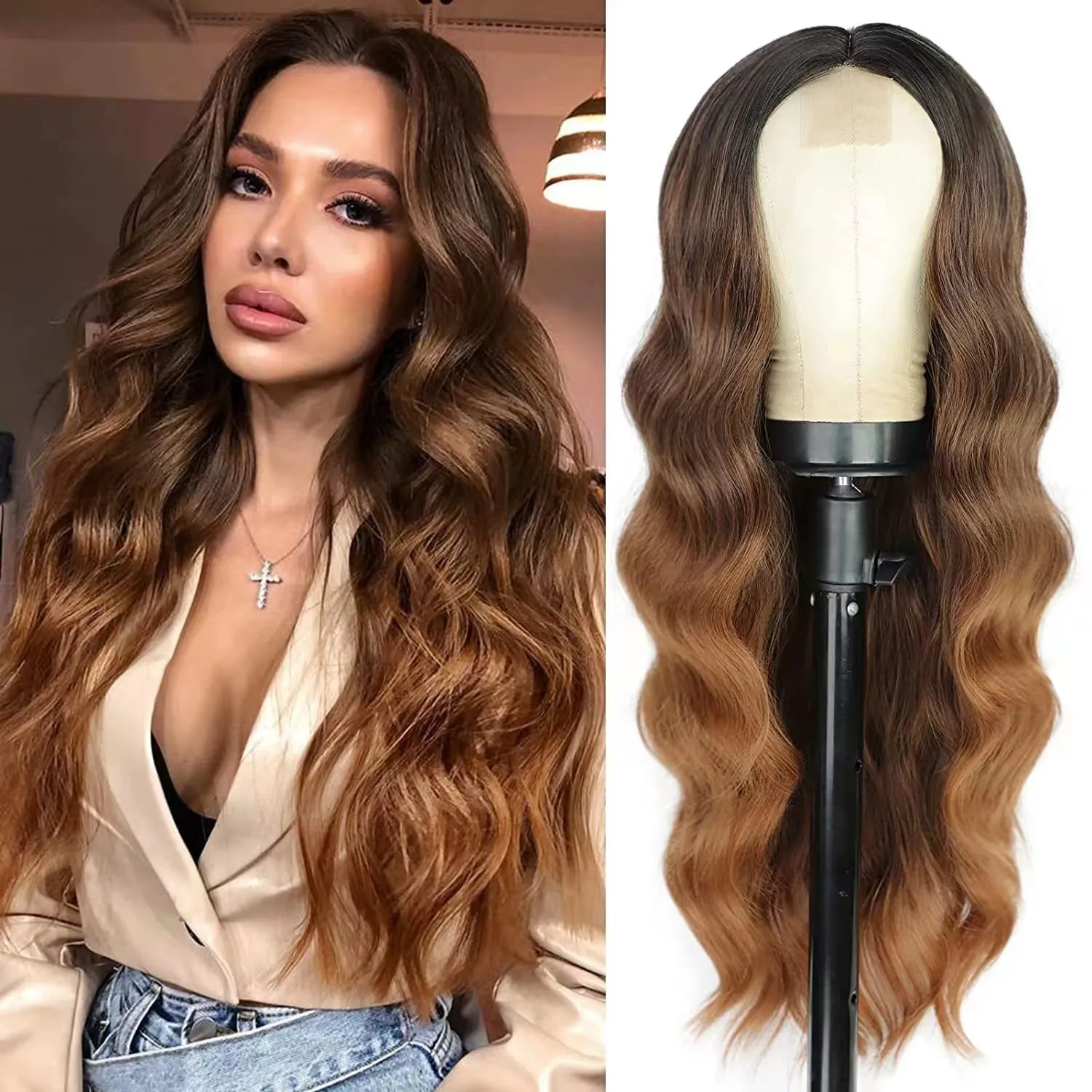 Long Deep Wave Full Lace Front Wig Human Hair Curly Hair 10 Wigs Women Lace Wig Synthetic Natural Hair Lace Wig Hair Products