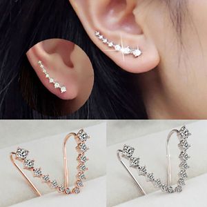 Longues boucles d'oreilles à crochet d'oreille de dipper pour femmes à quatre dents 7pcs CZ Rose Gold Color Bijoux E534 E548 E527