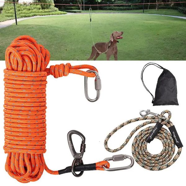 Longue laisse réfléchissante pour chien, ligne d'entraînement pour la marche avec boucle de verrouillage, fournitures polyvalentes et fiables pour animaux de compagnie, produits 240226