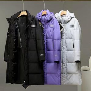 Chaqueta larga de plumas para hombre, Chaqueta larga informal a la moda por encima de la rodilla, Logo bordado, marca de alta calidad, plumón de pato blanco grueso para hombre