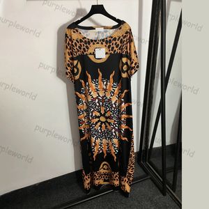 Lange jurk dame luipaardprint vintage print mouwloze losse jurk mode rok