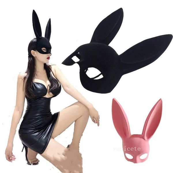 Oreilles longues masque de lapin masques de lapin Costume de fête Cosplay Halloween mascarade rose/noir Halloween mascarade masques d'oreille de lapin LT042