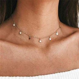 Colliers longs de mode 2018 été nouveau Style bohême or argent couleur étoile lune collier femmes Boho pendentifs ras du cou bijoux G2269g