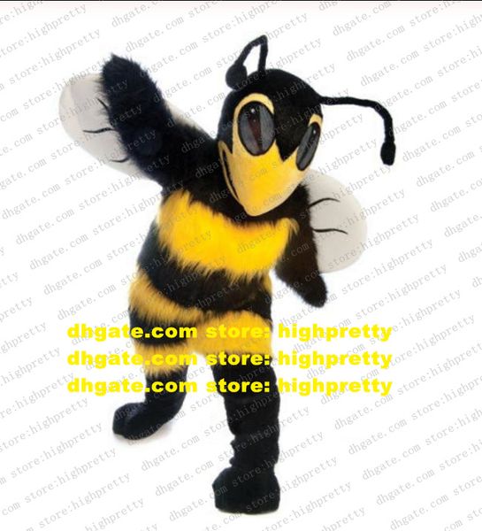 Longue Fourrure Noir Hornet Costume De Mascotte Abeille Abeille Guêpe Vespid Adulte Personnage De Dessin Animé Saluer Les Invités Couple Photos zz7753