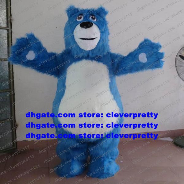 Costume de mascotte d'ours bleu en fourrure longue tenue de personnage de dessin animé adulte MINIPINK meilleur vendeur attirer les clients zx763