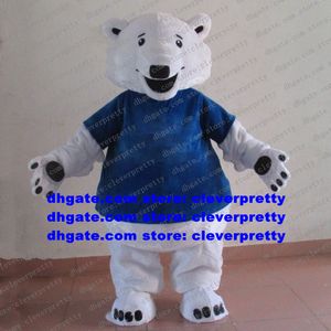 Manteau long en fourrure bleue, Costume de mascotte d'ours polaire, ours de mer blanc, personnage adulte, étiquette de représentation théâtrale, courtoisie zx2370