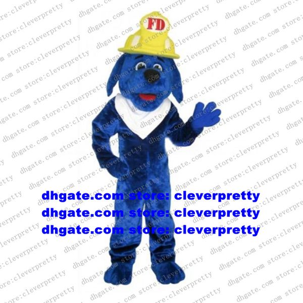 Longue fourrure bleu pompier chien de feu mascotte Costume pompier chien adulte personnage de dessin animé entreprise propagande fantaisie haute zx2487