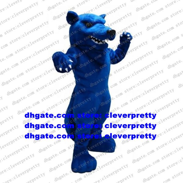 Longue fourrure bleu loup mascotte Costume adulte personnage de dessin animé tenue Costume petite enfance enseignement ouvrir une entreprise zx2349