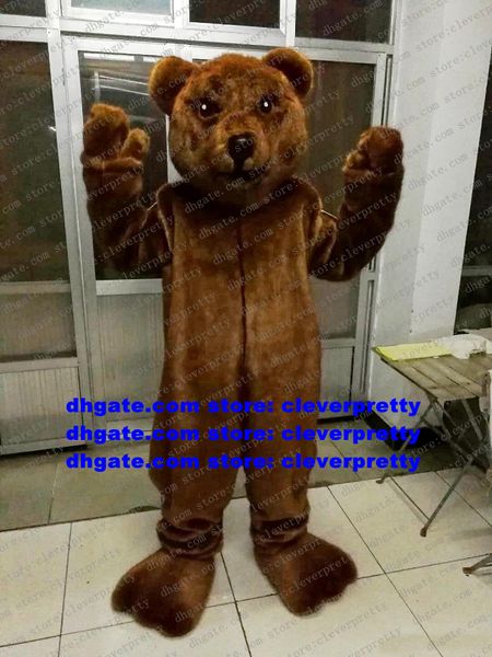 Costume de mascotte d'ours brun à fourrure longue Grizzly Bears Ursus arctos Personnage de dessin animé Société Activité Companys Celebration zx1597