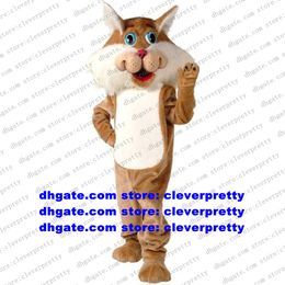 Costume de mascotte chat léopard brun fourrure longue Lynx Catamount Bobcat Lince Luchs promotion des ventes de personnage adulte jouer à des jeux zx2101