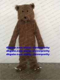 Long Furry Furry Brown Bear Mascot Mascot Costume Grizzly Bear Adult Catoon Character Outfit Circularis Circularis Company Kick-Off ZX3011